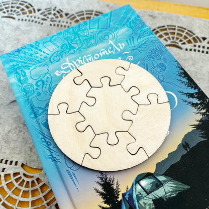 Round Wooden Puzzle Blank, 7-Piece Jigsaw Craft, Unfinished Birch Plywood, DIY Keepsake, Guest Book & Personalized Decor