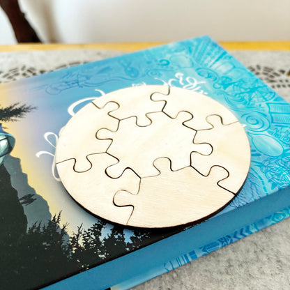 Round Wooden Puzzle Blank, 7-Piece Jigsaw Craft, Unfinished Birch Plywood, DIY Keepsake, Guest Book & Personalized Decor