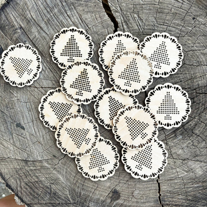Christmas Tree Cross Stitch Blank, Wooden Embroidery Ornament, Laser Cut DIY Christmas Decoration, Plywood Craft Supply