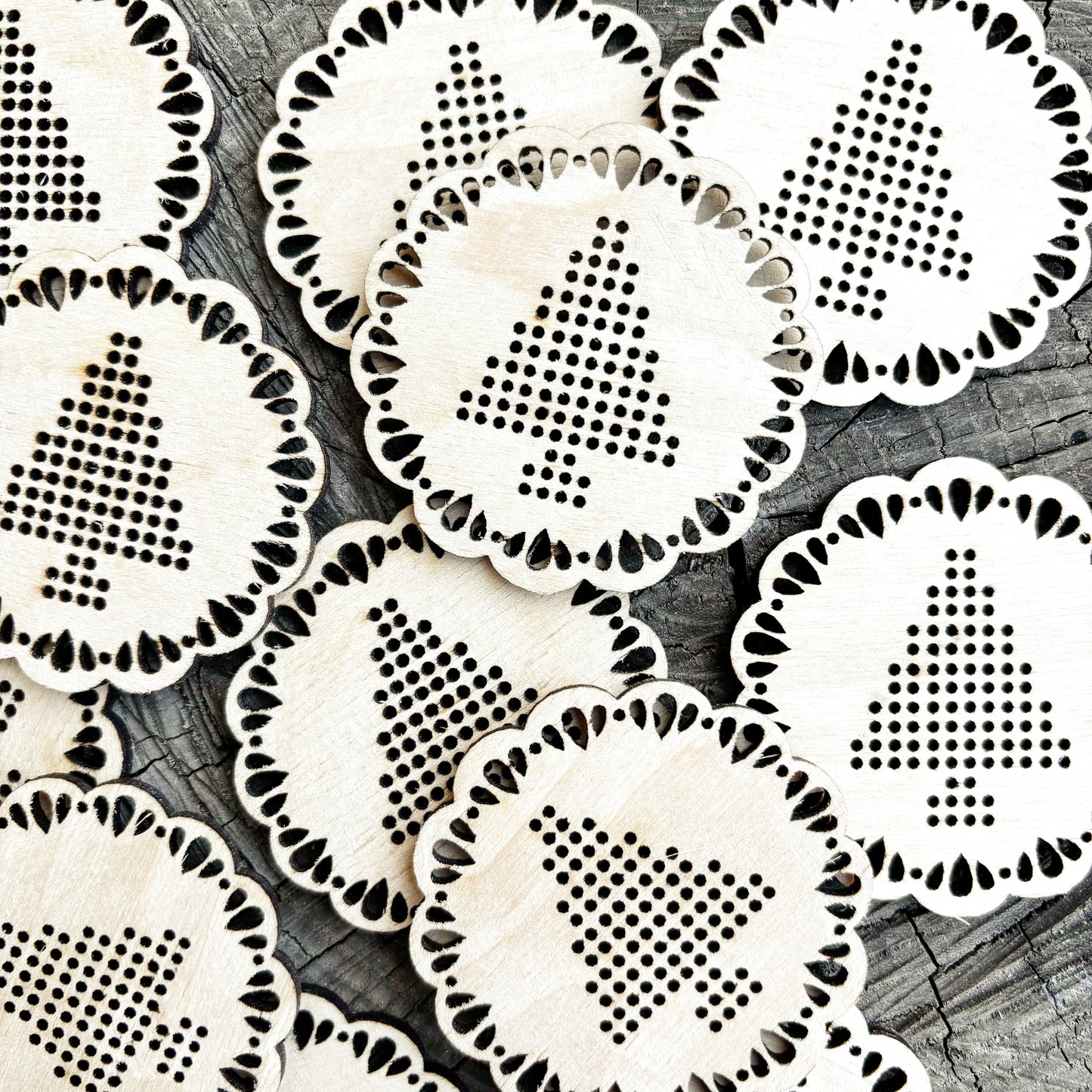 Christmas Tree Cross Stitch Blank, Wooden Embroidery Ornament, Laser Cut DIY Christmas Decoration, Plywood Craft Supply