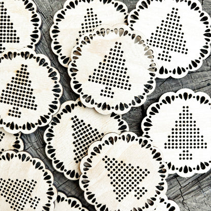 Christmas Tree Cross Stitch Blank, Wooden Embroidery Ornament, Laser Cut DIY Christmas Decoration, Plywood Craft Supply