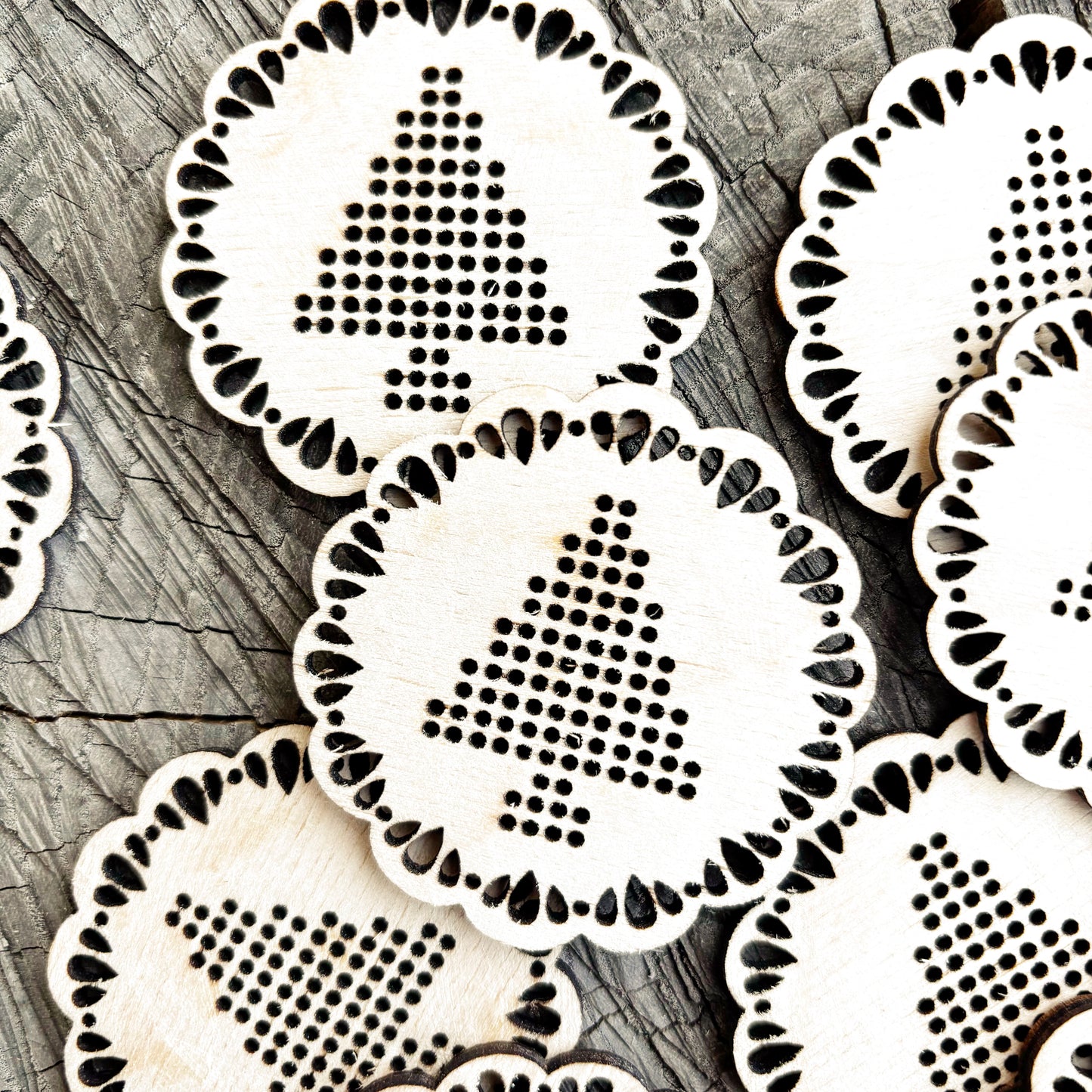 Christmas Tree Cross Stitch Blank, Wooden Embroidery Ornament, Laser Cut DIY Christmas Decoration, Plywood Craft Supply