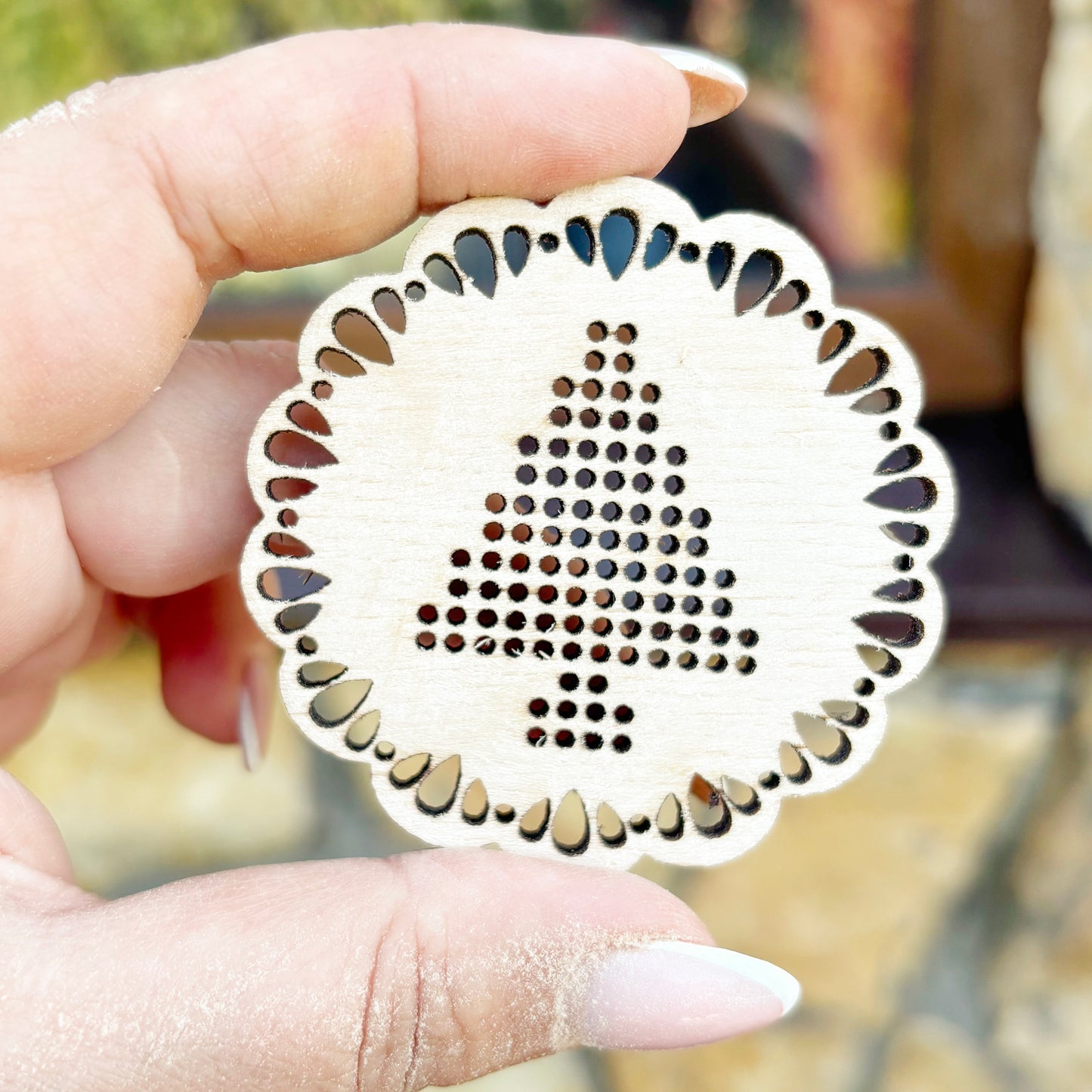 Christmas Tree Cross Stitch Blank, Wooden Embroidery Ornament, Laser Cut DIY Christmas Decoration, Plywood Craft Supply