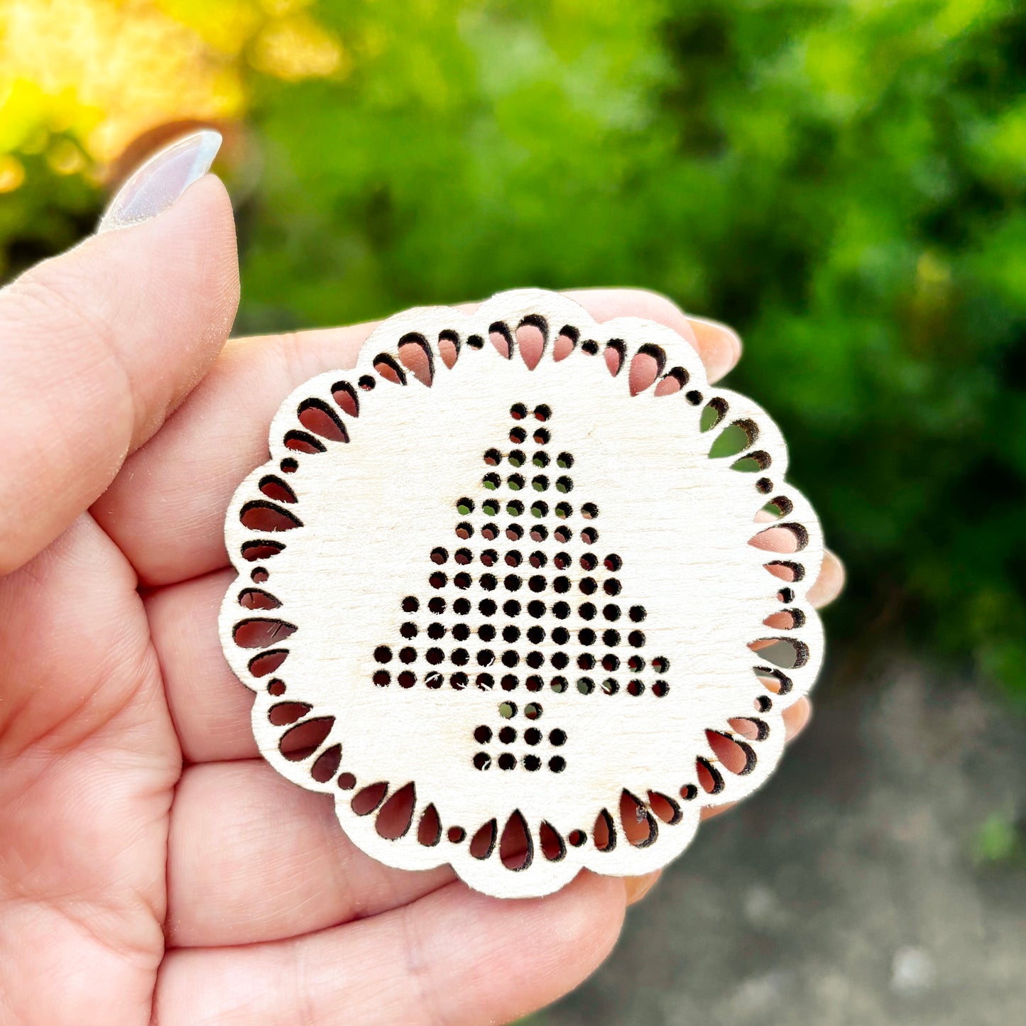 Christmas Tree Cross Stitch Blank, Wooden Embroidery Ornament, Laser Cut DIY Christmas Decoration, Plywood Craft Supply