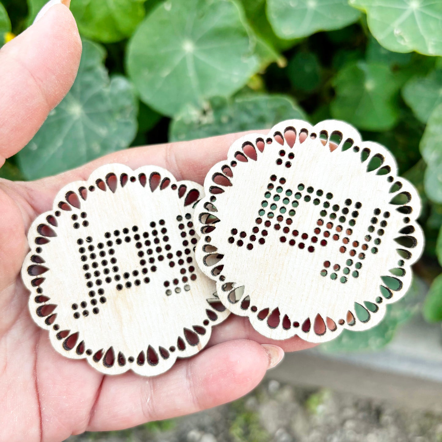 Joy Cross Stitch Wooden Blank, Christmas Embroidery Ornament, Laser Cut DIY Holiday Decoration, Plywood Needlecraft Supply