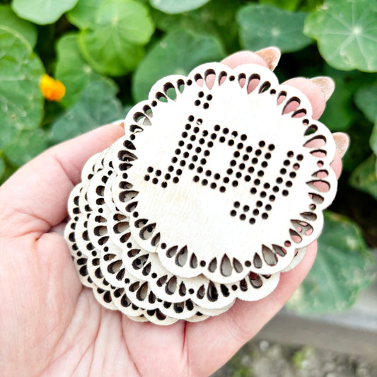 Joy Cross Stitch Wooden Blank, Christmas Embroidery Ornament, Laser Cut DIY Holiday Decoration, Plywood Needlecraft Supply