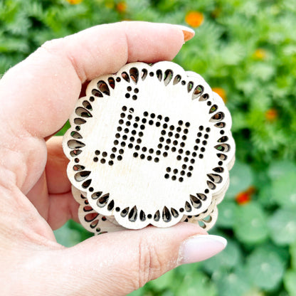Joy Cross Stitch Wooden Blank, Christmas Embroidery Ornament, Laser Cut DIY Holiday Decoration, Plywood Needlecraft Supply