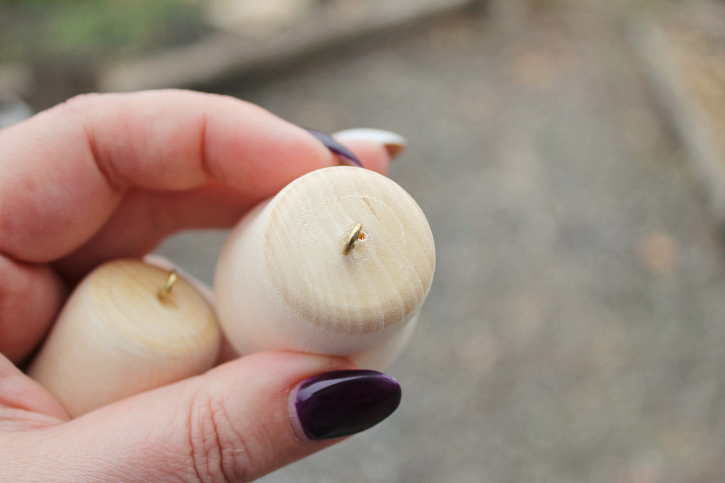 Set of 2 Wooden Bells - 1.6 inches - 41 mm - unfinished wooden bell - with bead tongue - Christmas bell - wooden eco friendly toy