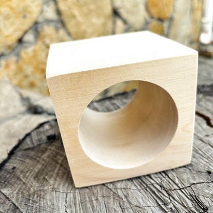 Wide Square Wooden Bangle Bracelet, Unfinished Linden Wood Cuff, DIY Paintable Bracelet Blank, Natural Wood Jewelry Base