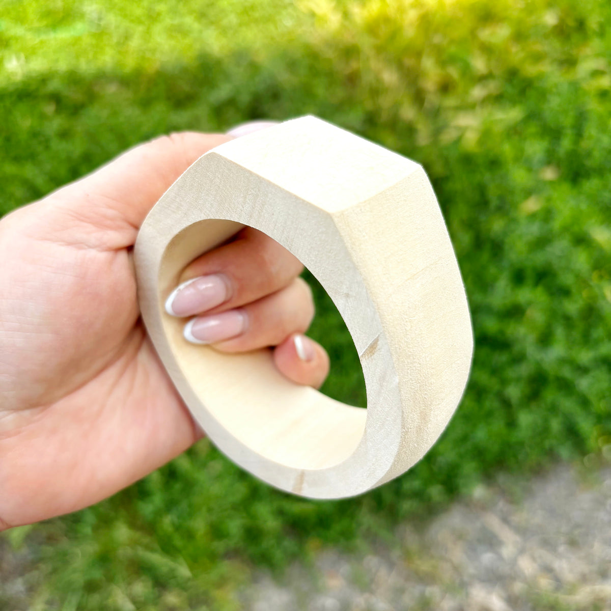 Unfinished Wooden Bangle Blank – Linden Wood Bracelet Base, 70mm Inner Diameter, Handmade DIY Cuff for Decoupage & Painting