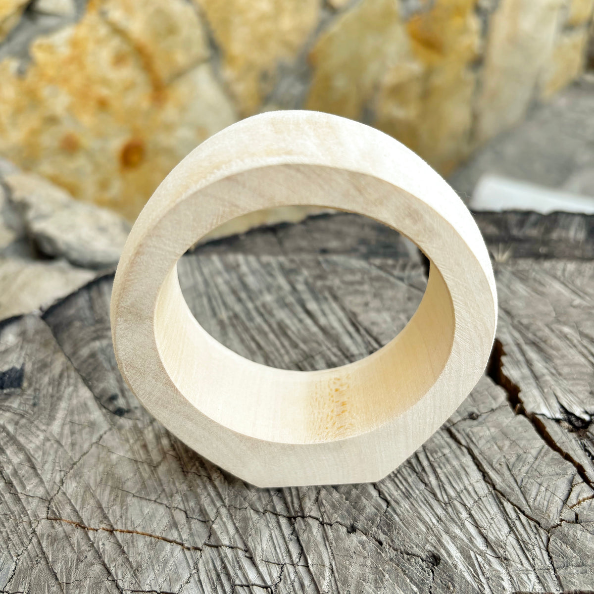 Unfinished Wooden Bangle Blank – Linden Wood Bracelet Base, 70mm Inner Diameter, Handmade DIY Cuff for Decoupage & Painting