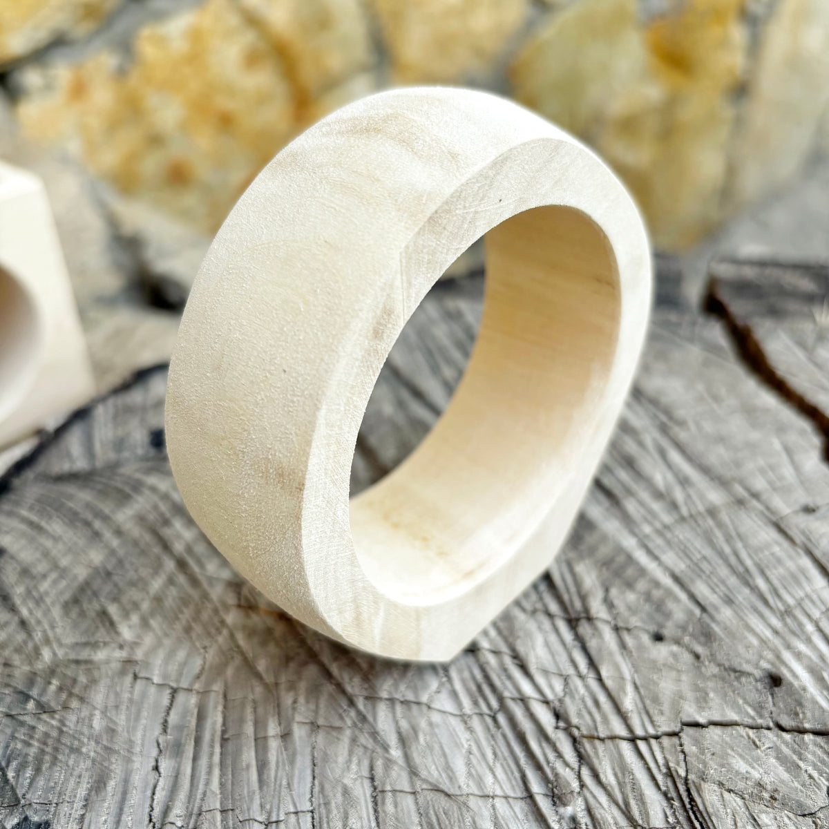 Unfinished Wooden Bangle Blank – Linden Wood Bracelet Base, 70mm Inner Diameter, Handmade DIY Cuff for Decoupage & Painting