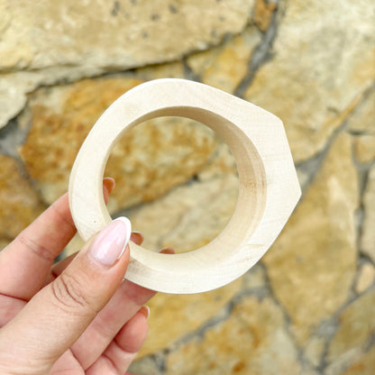 Unfinished Wooden Bangle Blank – Linden Wood Bracelet Base, 70mm Inner Diameter, Handmade DIY Cuff for Decoupage & Painting