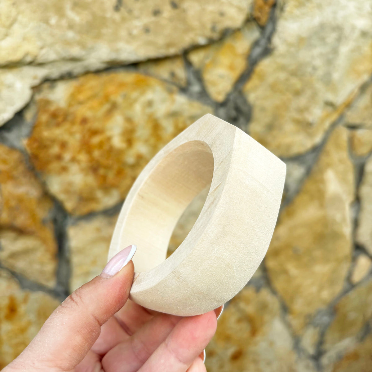 Unfinished Wooden Bangle Blank – Linden Wood Bracelet Base, 70mm Inner Diameter, Handmade DIY Cuff for Decoupage & Painting
