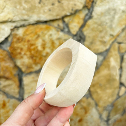 Unfinished Wooden Bangle Blank – Linden Wood Bracelet Base, 70mm Inner Diameter, Handmade DIY Cuff for Decoupage & Painting