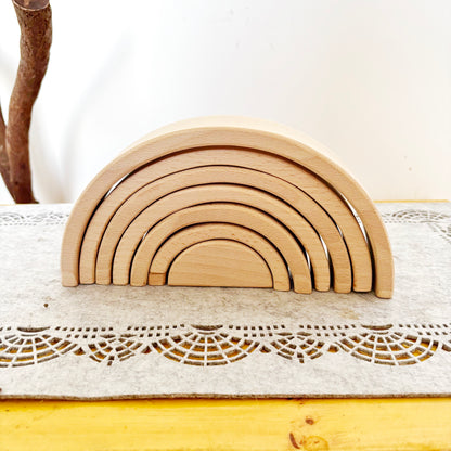 Wooden Rainbow Stacker, Beech Wood Rainbow Decor, Handmade Rainbow Arch, Waldorf Inspired Wooden Decor, DIY Craft Blank