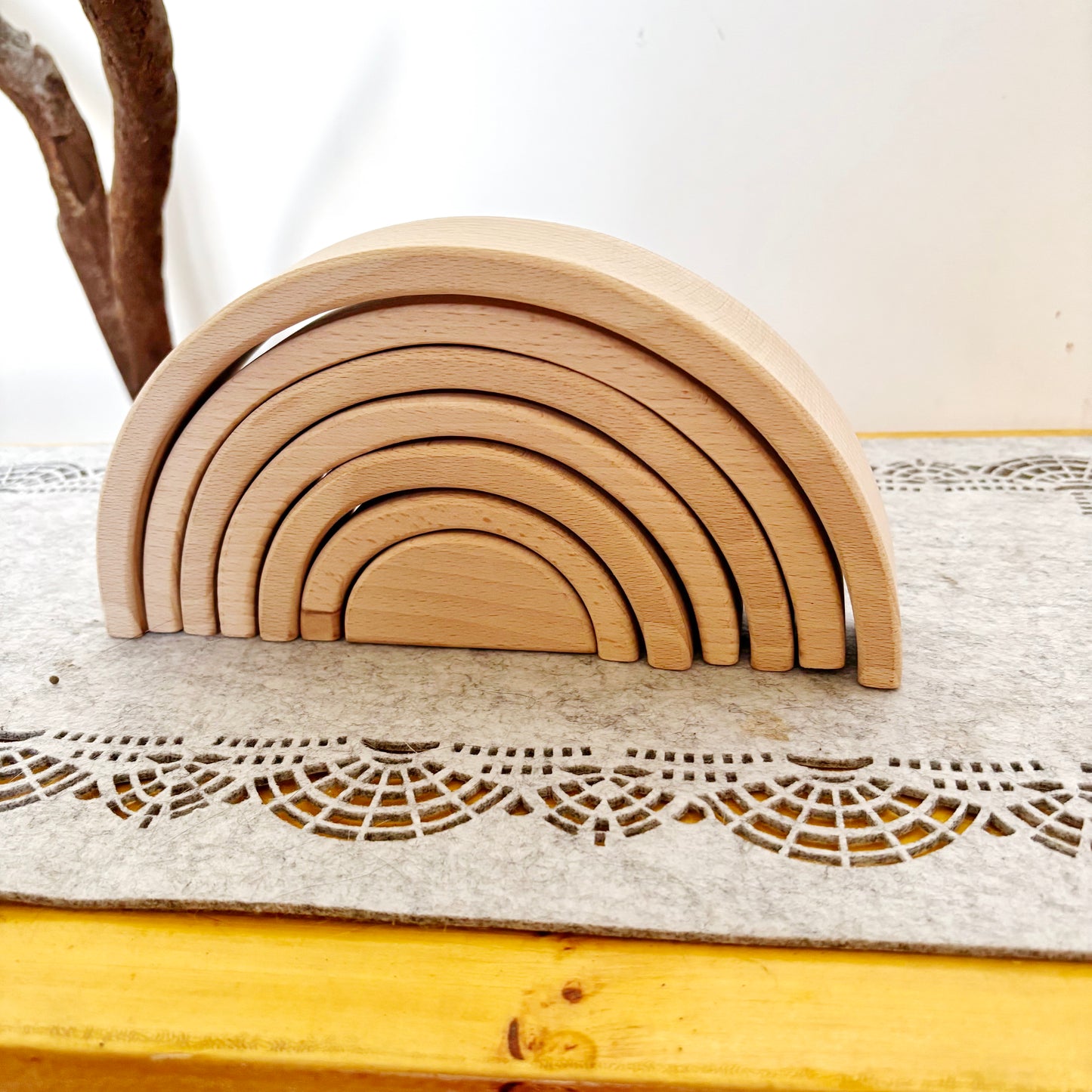 Wooden Rainbow Stacker, Beech Wood Rainbow Decor, Handmade Rainbow Arch, Waldorf Inspired Wooden Decor, DIY Craft Blank