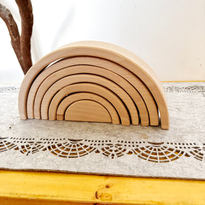 Wooden Rainbow Stacker, Beech Wood Rainbow Decor, Handmade Rainbow Arch, Waldorf Inspired Wooden Decor, DIY Craft Blank