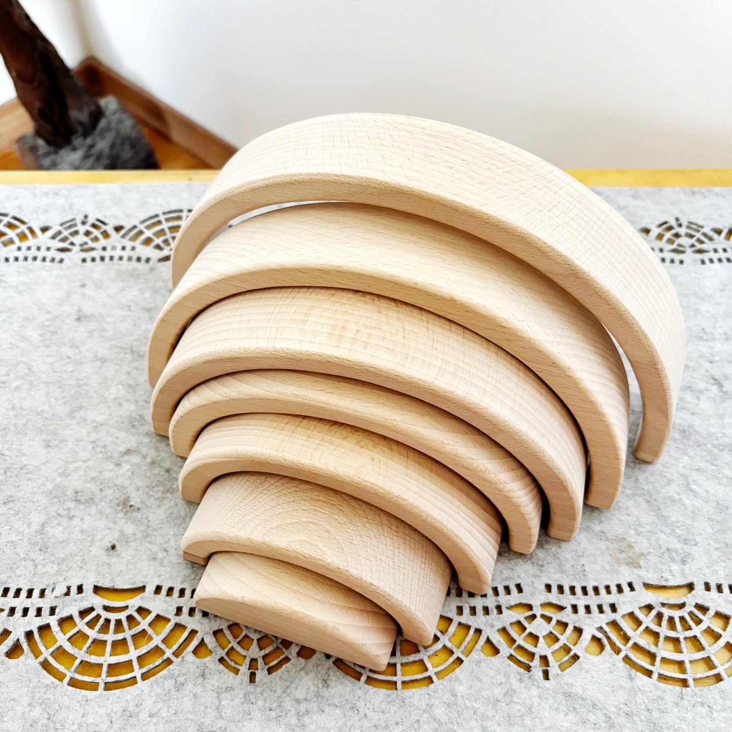Wooden Rainbow Stacker, Beech Wood Rainbow Decor, Handmade Rainbow Arch, Waldorf Inspired Wooden Decor, DIY Craft Blank