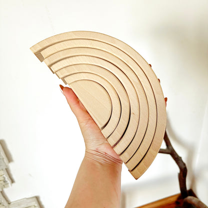 Wooden Rainbow Stacker, Beech Wood Rainbow Decor, Handmade Rainbow Arch, Waldorf Inspired Wooden Decor, DIY Craft Blank