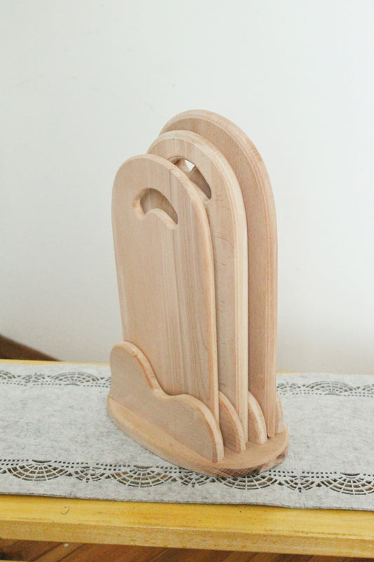 Wooden unfinished cutting boards on a stand - 13.8 inches- unfinished wood - painting - decoupage - eco beech wood