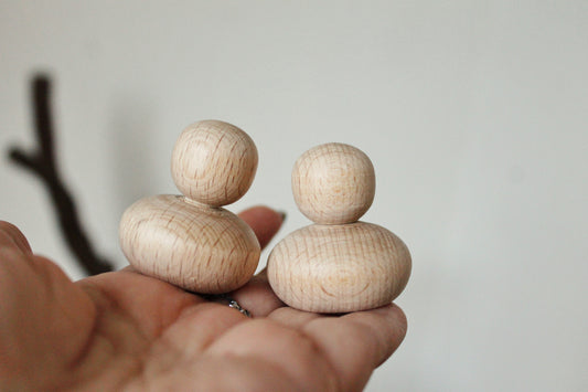 Set of two Small wooden dolls - 40 mm - 1.6 inches - unfinished wooden handmade dolls- made of beech wood