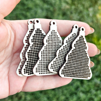 Christmas Tree Cross Stitch Blank Ornament, Wooden Embroidery Pendant, Laser Cut Plywood Shape, DIY Holiday Craft Supply