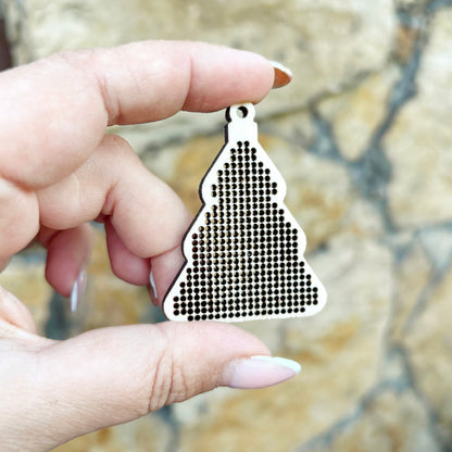 Christmas Tree Cross Stitch Blank Ornament, Wooden Embroidery Pendant, Laser Cut Plywood Shape, DIY Holiday Craft Supply