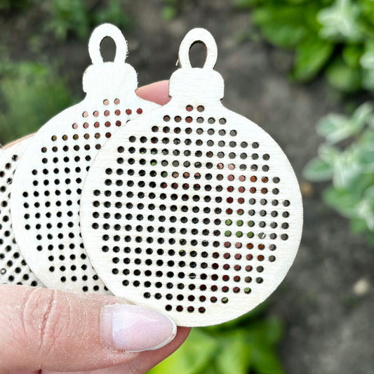 Christmas Ball Cross Stitch Blank, Wooden Embroidery Ornament, Unfinished Bauble Pendant, DIY Needlecraft Decoration, Laser Cut