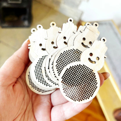 Snowman Cross Stitch Blank Wooden Ornament DIY Embroidery Pendant Laser Cut Plywood Christmas Craft Supplies Unfinished
