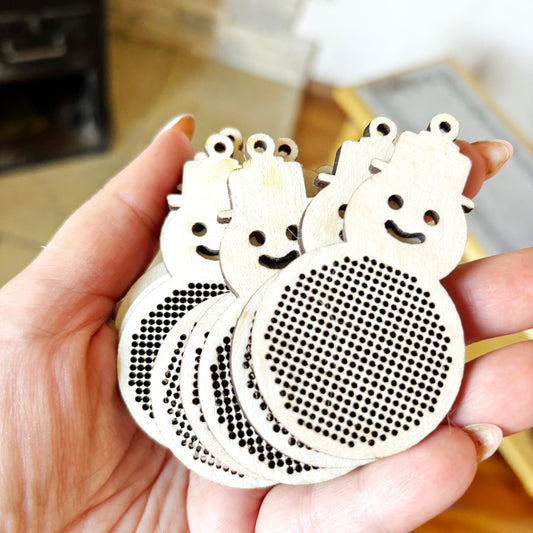 Snowman Cross Stitch Blank Wooden Ornament DIY Embroidery Pendant Laser Cut Plywood Christmas Craft Supplies Unfinished
