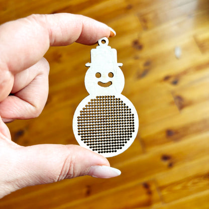 Snowman Cross Stitch Blank Wooden Ornament DIY Embroidery Pendant Laser Cut Plywood Christmas Craft Supplies Unfinished