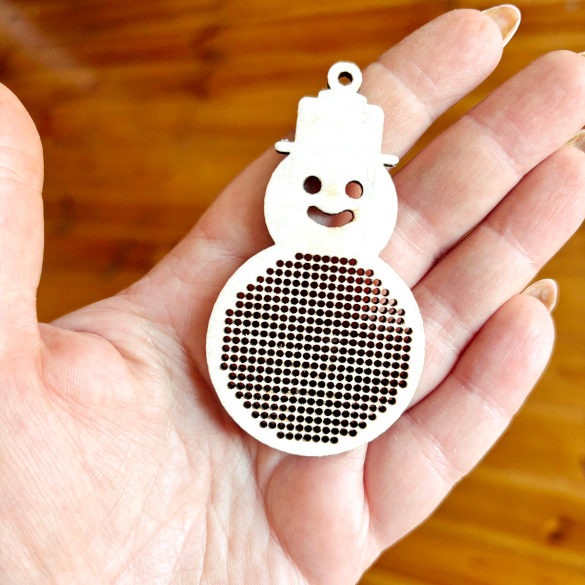 Snowman Cross Stitch Blank Wooden Ornament DIY Embroidery Pendant Laser Cut Plywood Christmas Craft Supplies Unfinished