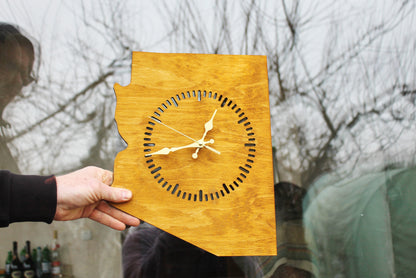 Wooden modern clock - Arizona - state - walnut color - 350 mm - 13.8 inches - handmade clock - Silent clock mechanism