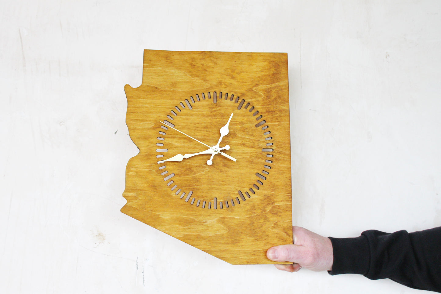 Wooden modern clock - Arizona - state - walnut color - 350 mm - 13.8 inches - handmade clock - Silent clock mechanism