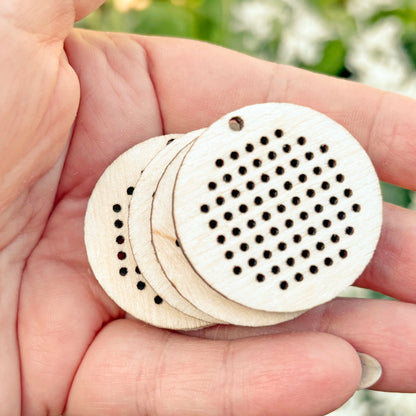Wooden Cross Stitch Blanks 35mm – Unfinished Wood Pendant Bases, Embroidery Craft Shapes for DIY Jewelry & Needlework