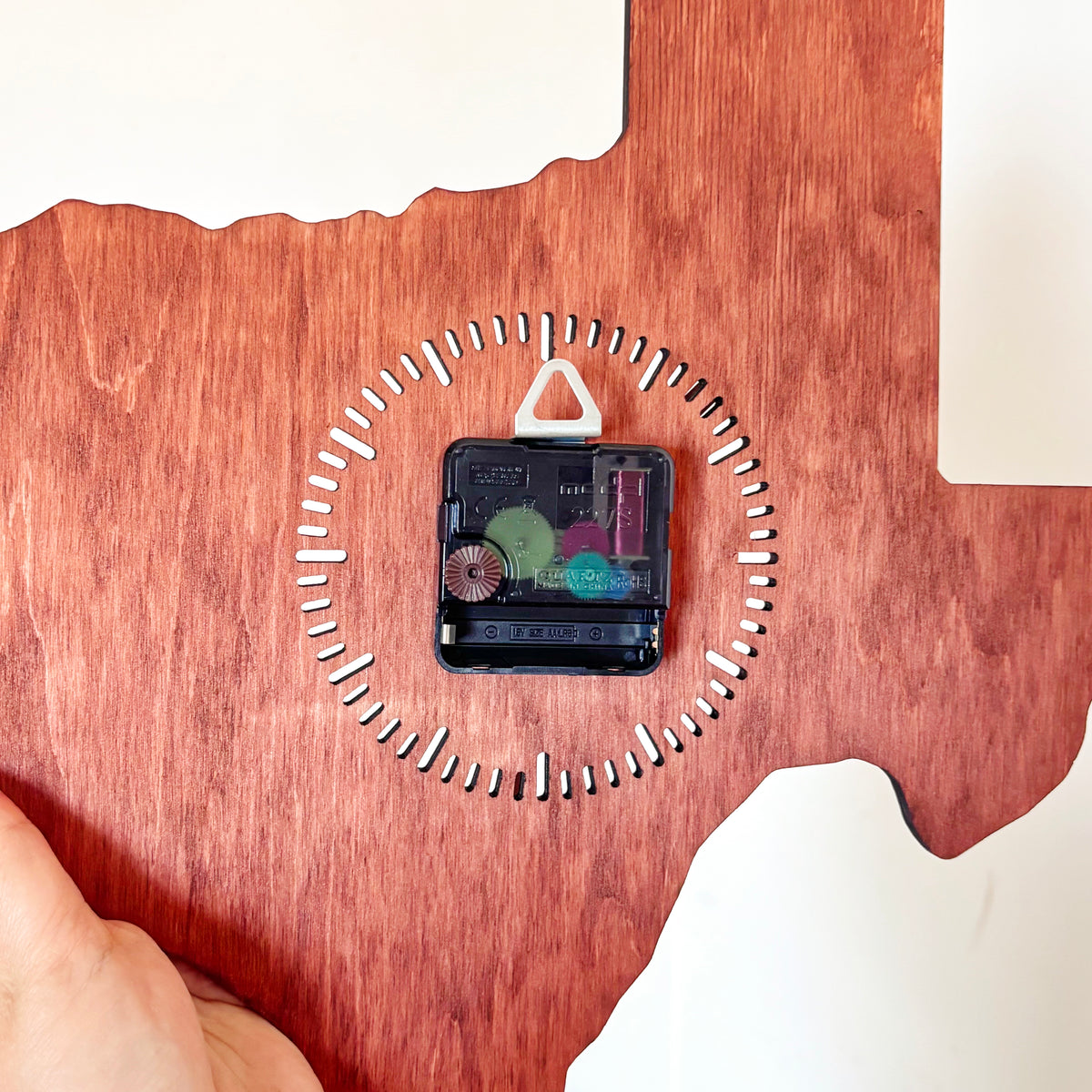 Texas Wall Clock, Handmade Wooden State Decor, Mahogany Birch Plywood, Rustic Western Home Art, Large 14 Inch Gift for Texas Lovers