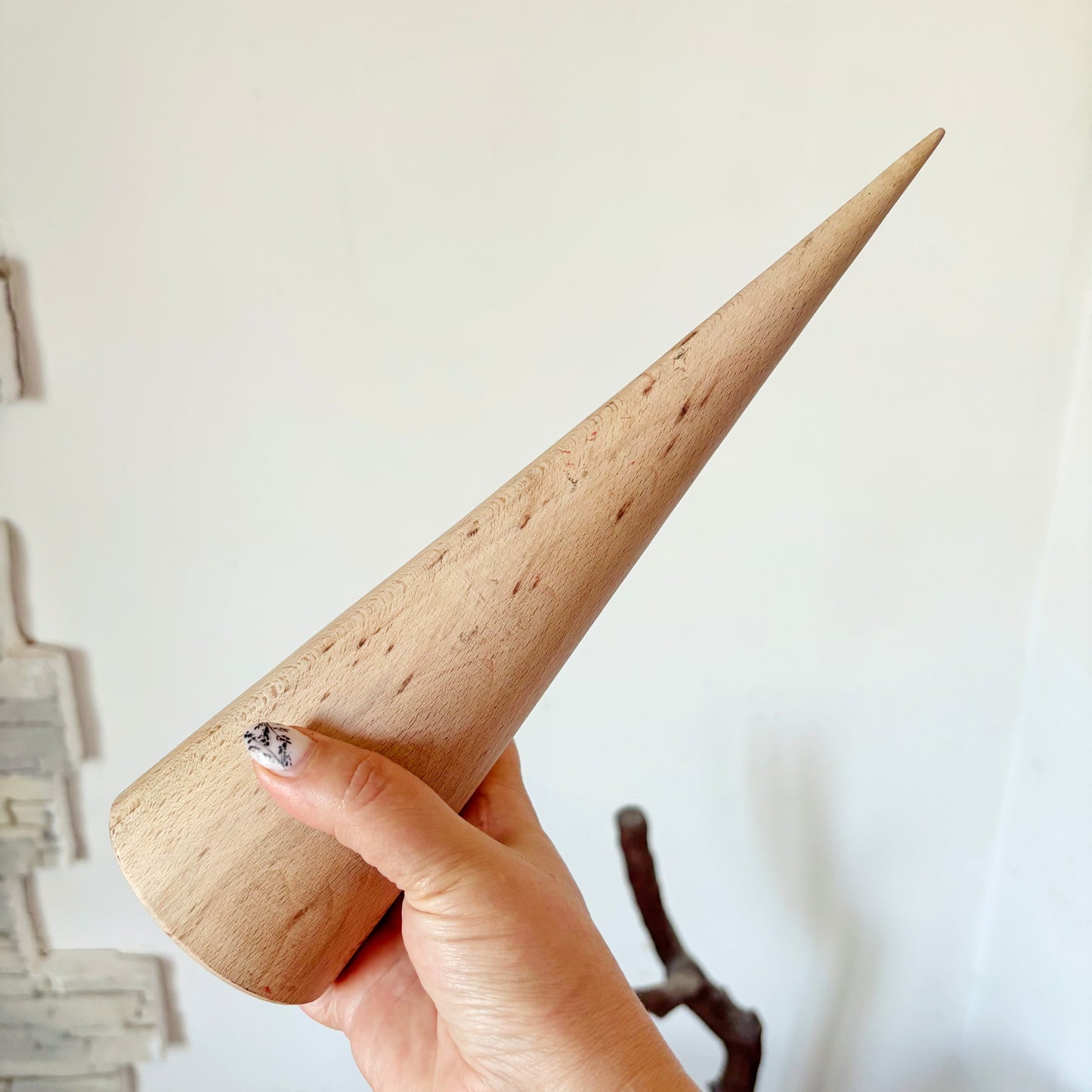 Large Beech Wood Cone 11.8 Inch Unfinished Wooden Form, Natural Carpathian Beech, DIY Craft Blank, Decor and Woodworking Supply