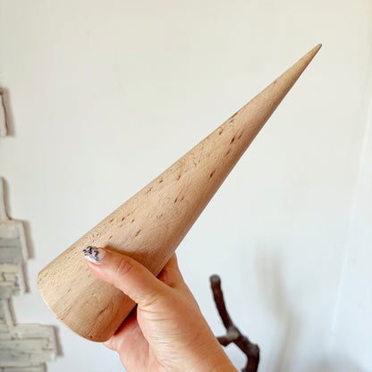Large Beech Wood Cone 11.8 Inch Unfinished Wooden Form, Natural Carpathian Beech, DIY Craft Blank, Decor and Woodworking Supply