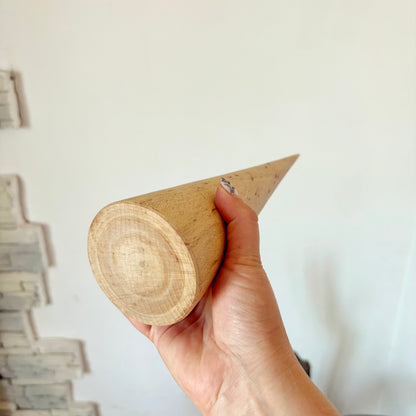 Large Beech Wood Cone 11.8 Inch Unfinished Wooden Form, Natural Carpathian Beech, DIY Craft Blank, Decor and Woodworking Supply