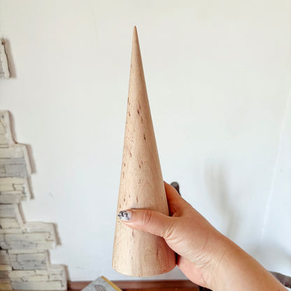 Large Beech Wood Cone 11.8 Inch Unfinished Wooden Form, Natural Carpathian Beech, DIY Craft Blank, Decor and Woodworking Supply