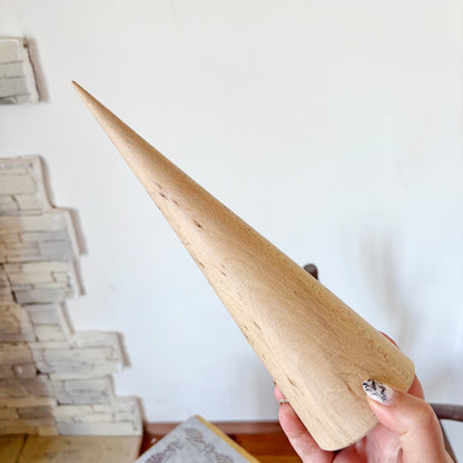 Large Beech Wood Cone 11.8 Inch Unfinished Wooden Form, Natural Carpathian Beech, DIY Craft Blank, Decor and Woodworking Supply