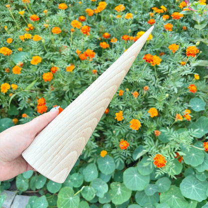 Large Beech Wood Cone 11.8 Inch Unfinished Wooden Form, Natural Carpathian Beech, DIY Craft Blank, Decor and Woodworking Supply