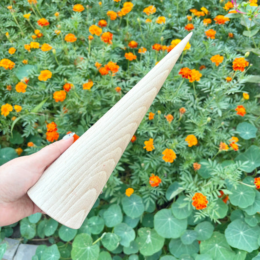 Large Beech Wood Cone 11.8 Inch Unfinished Wooden Form, Natural Carpathian Beech, DIY Craft Blank, Decor and Woodworking Supply
