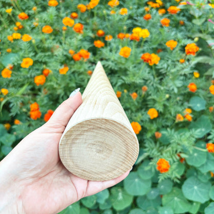 Large Beech Wood Cone 11.8 Inch Unfinished Wooden Form, Natural Carpathian Beech, DIY Craft Blank, Decor and Woodworking Supply