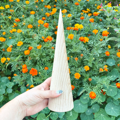 Large Beech Wood Cone 11.8 Inch Unfinished Wooden Form, Natural Carpathian Beech, DIY Craft Blank, Decor and Woodworking Supply