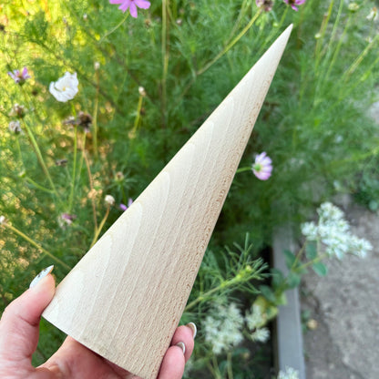 Large Beech Wood Cone 11.8 Inch Unfinished Wooden Form, Natural Carpathian Beech, DIY Craft Blank, Decor and Woodworking Supply