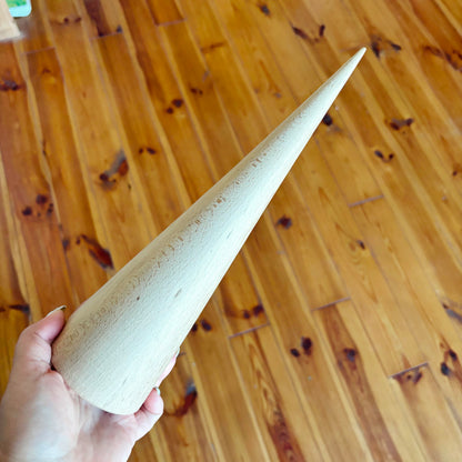 Large Beech Wood Cone 11.8 Inch Unfinished Wooden Form, Natural Carpathian Beech, DIY Craft Blank, Decor and Woodworking Supply