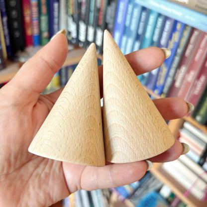 Beech Wood Cones, Unfinished Wooden Shapes for DIY Crafts, Natural Craft Blanks for Painting, Decor, Woodworking, Choose Quantity
