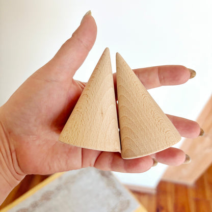 Beech Wood Cones, Unfinished Wooden Shapes for DIY Crafts, Natural Craft Blanks for Painting, Decor, Woodworking, Choose Quantity